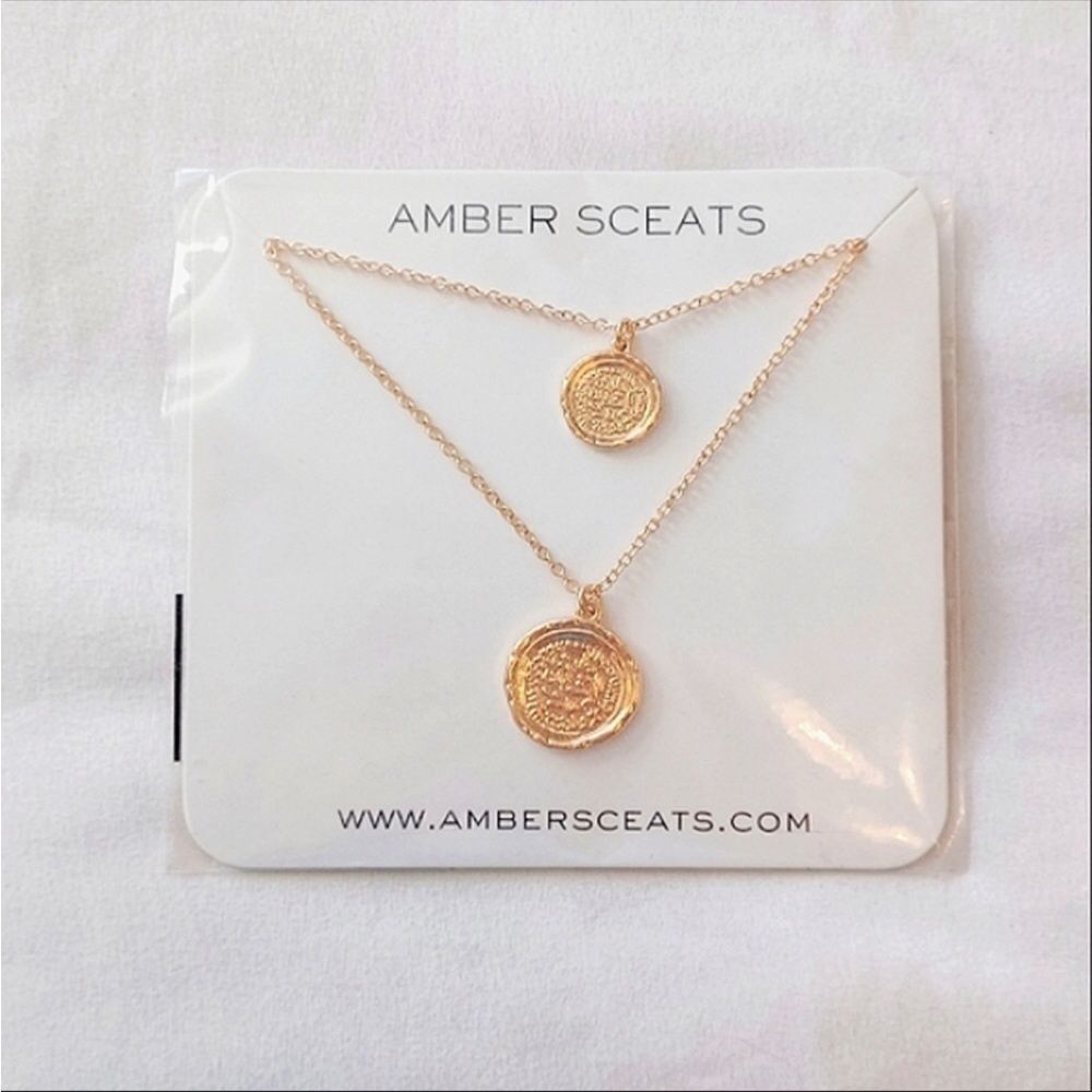 Amber Sceats Gold Layer Necklace Set Coin Pendant Boho Simple Dainty Jewelry